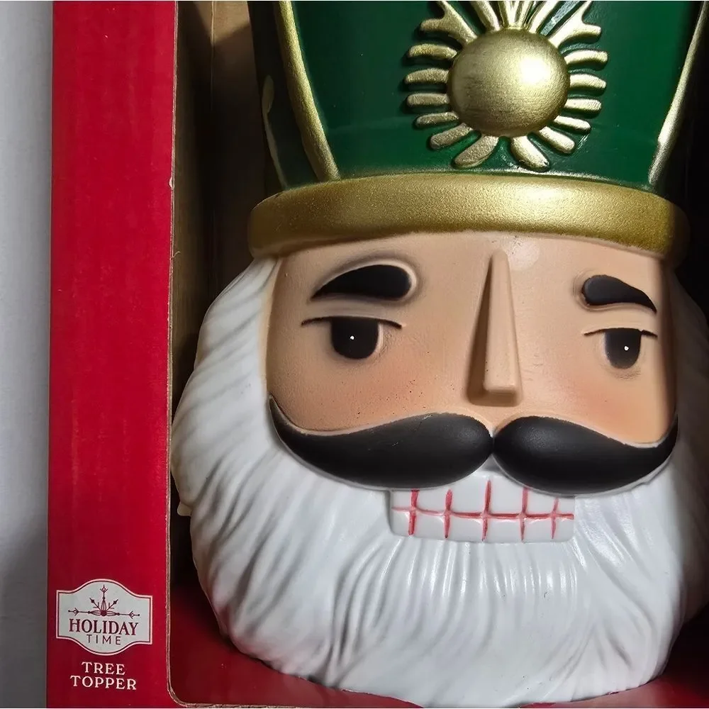 Holiday Time Lighted Blow Mold Nutcracker Tree Topper Battery Christmas Decor